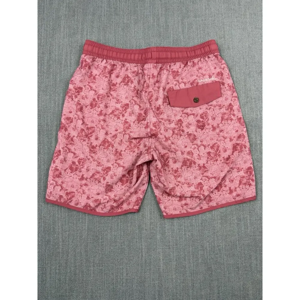 TravisMathew Mens Blue Floral Trunks Board Shorts Stretch Beach Swim Medium